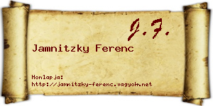 Jamnitzky Ferenc névjegykártya